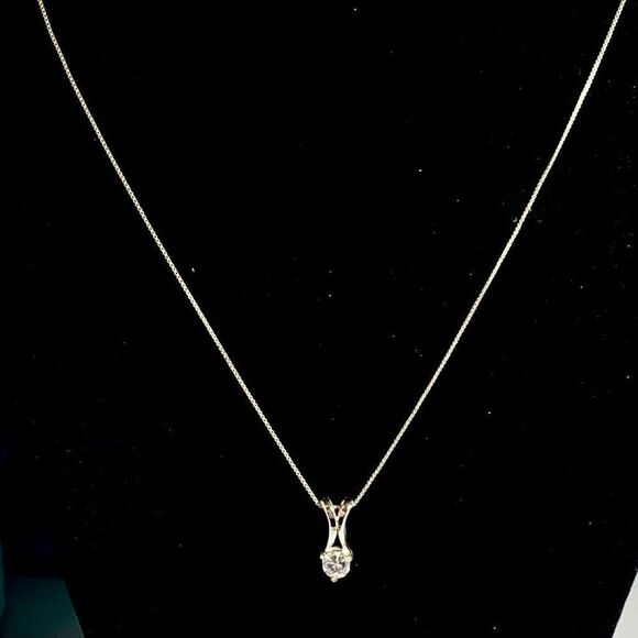 AFT# Sterling 925 Silver & Sim Diamond Necklace - Picture 2 of 11